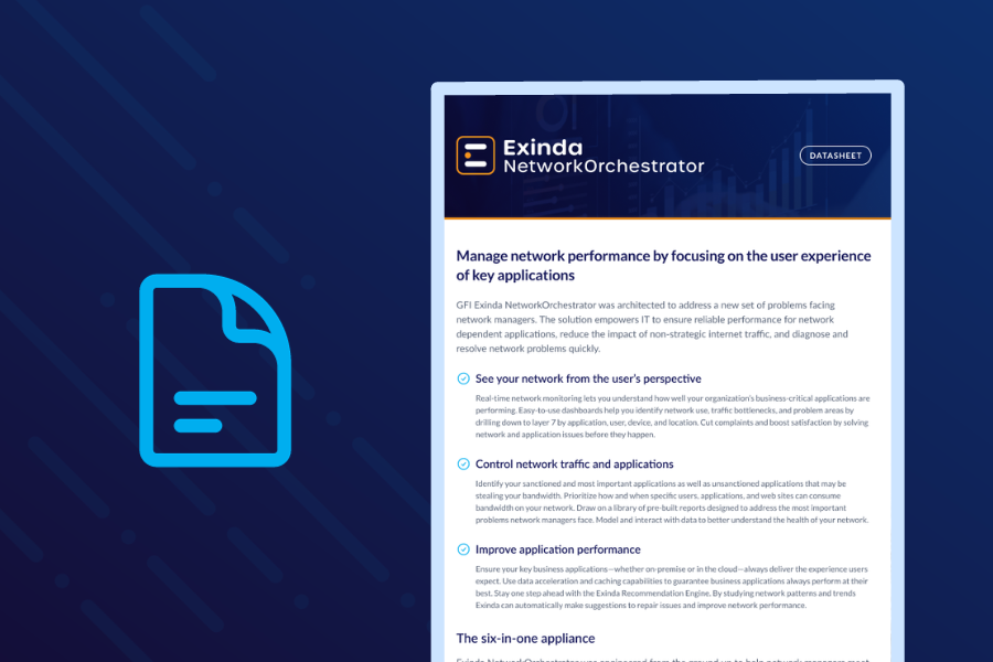 Datasheet for GFI Exinda NetworkOrchestrator