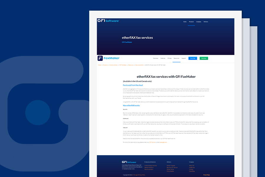 etherFAX fax services with GFI FaxMaker